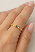 Beaded Ring with Green Zirconia on model