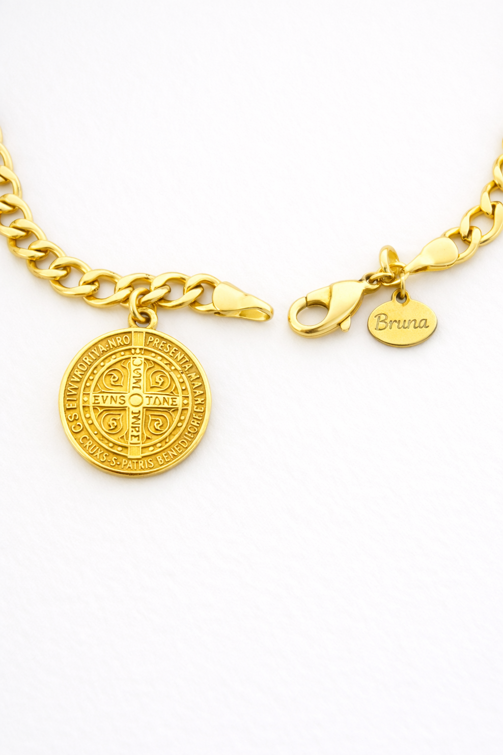 Saint Benedict Coin Bracelet detail - medal and clasp