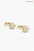 Heart earrings 18K gold plated with white zirconia pavé