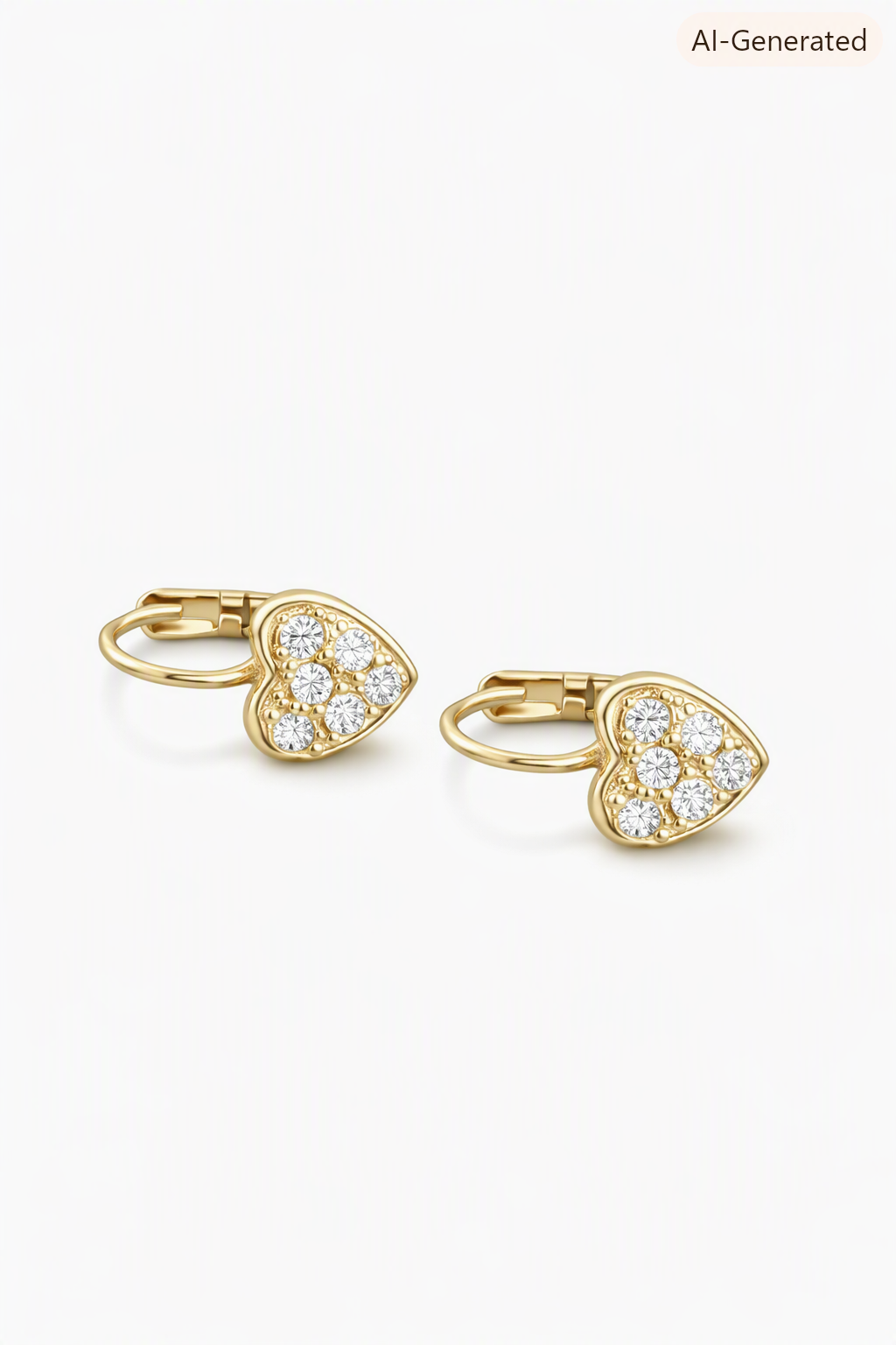 Heart earrings 18K gold plated with white zirconia pavé