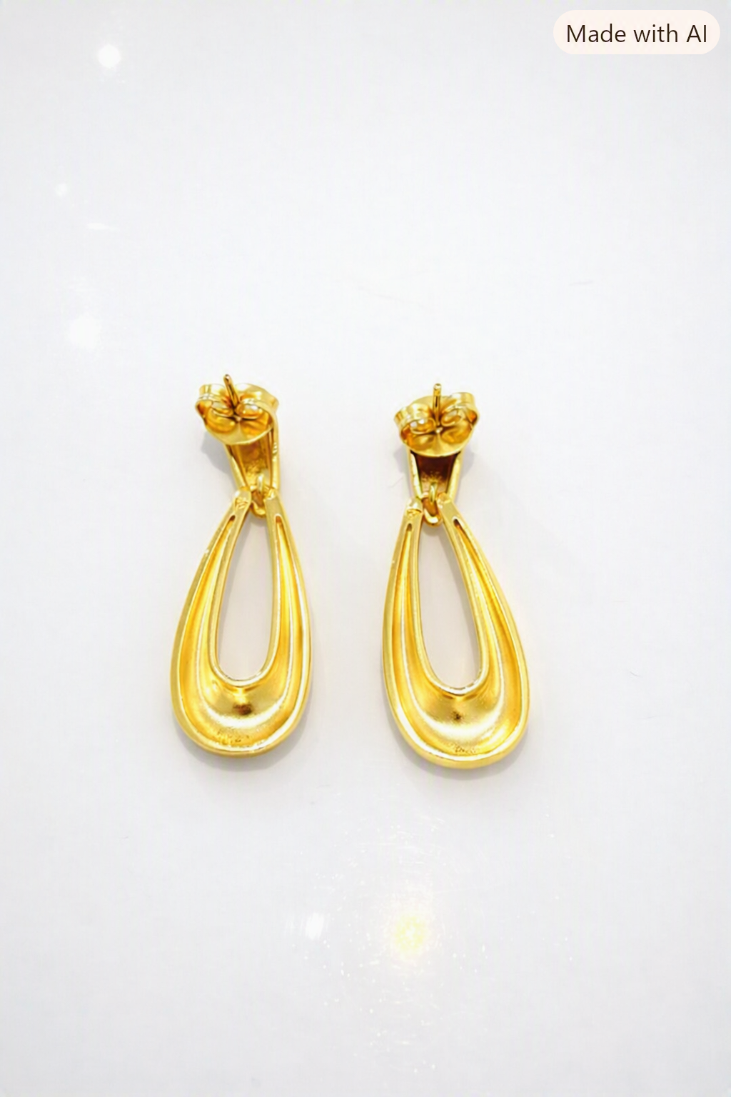 Shell Earrings 18K Gold Plated - back view showing butterfly closure