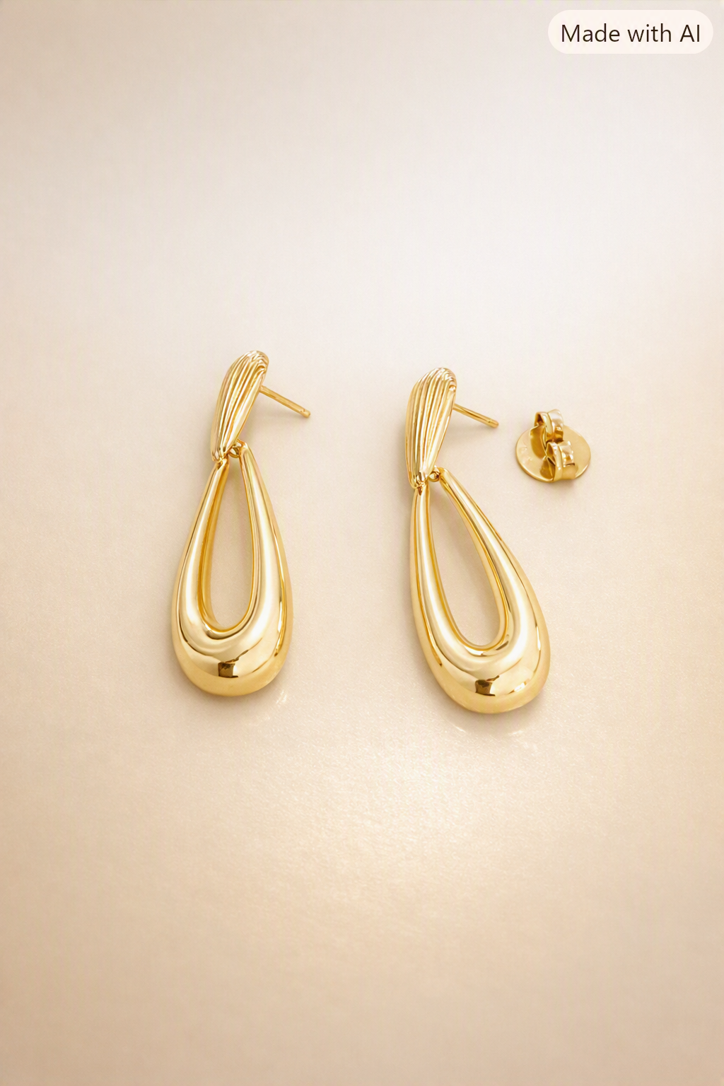 Shell Earrings 18K Gold Plated - Large Drop with Reinforced Pin