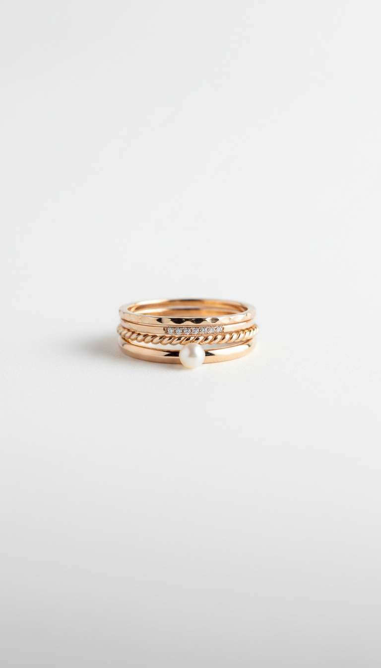 18k gold slender stacking rings