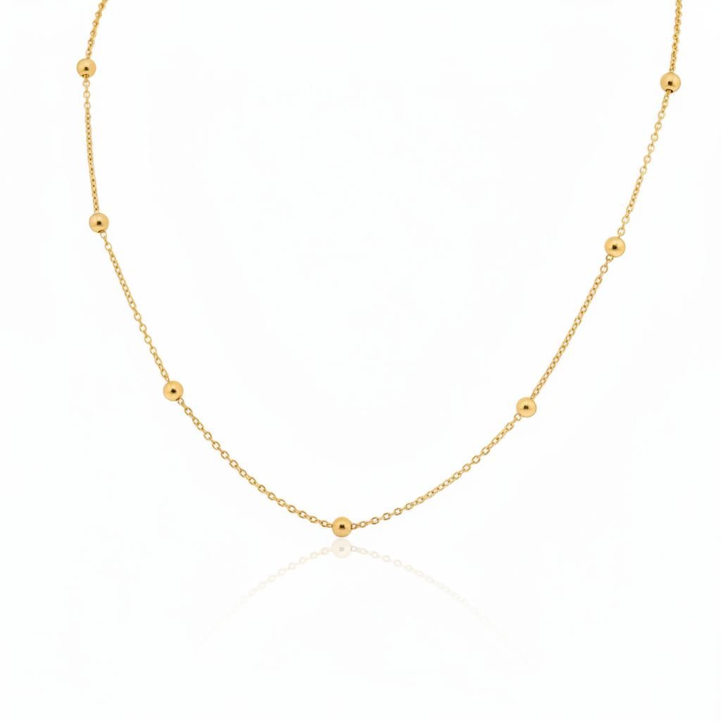 Colar de Bola Banhado a Ouro 18k - Close-up