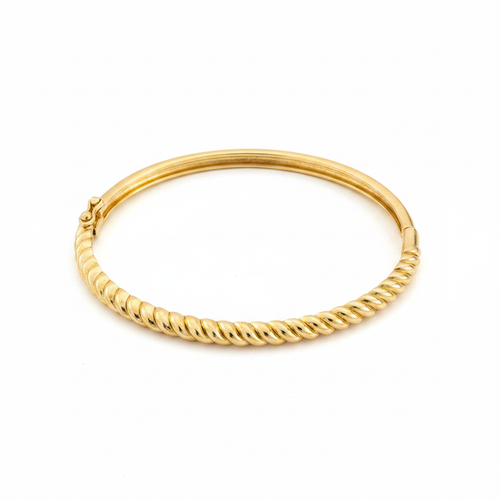 18K Gold Plated Twisted Rope Bangle Bracelet white background