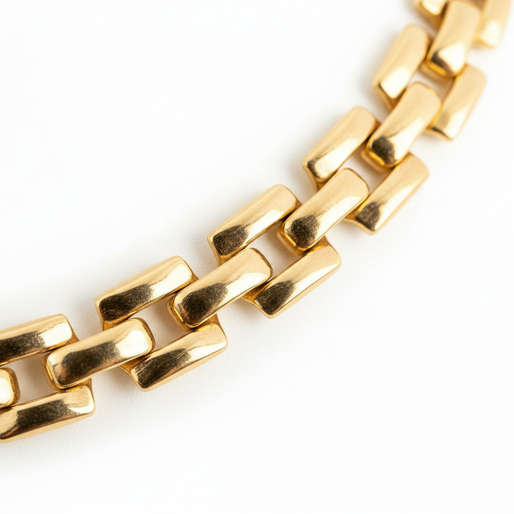 Corrente Elo Tijolinho Banhada a Ouro 18K - close-up elos