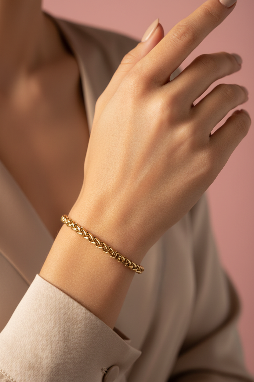 Palm Tree Bracelet 18K Gold Plated on model