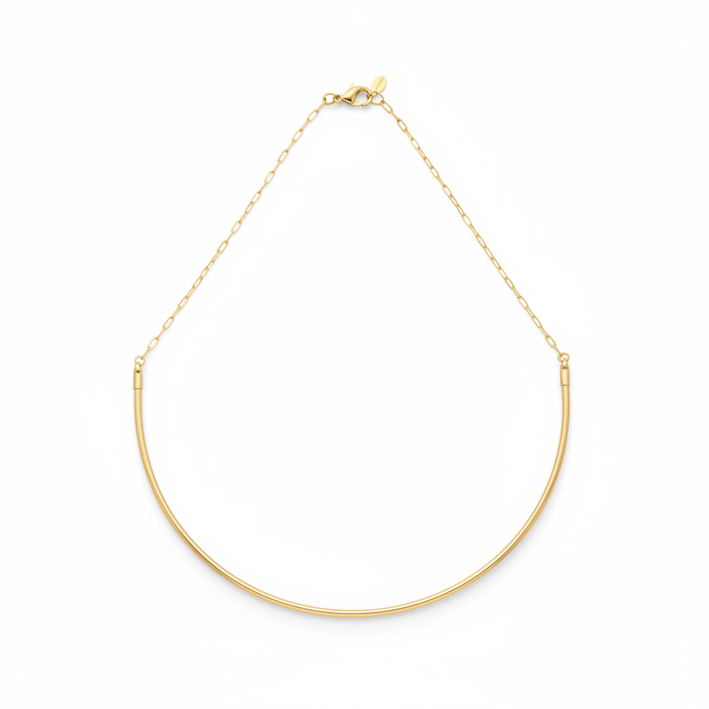 Gargantilha Lisa Polida Banhada a Ouro 18K