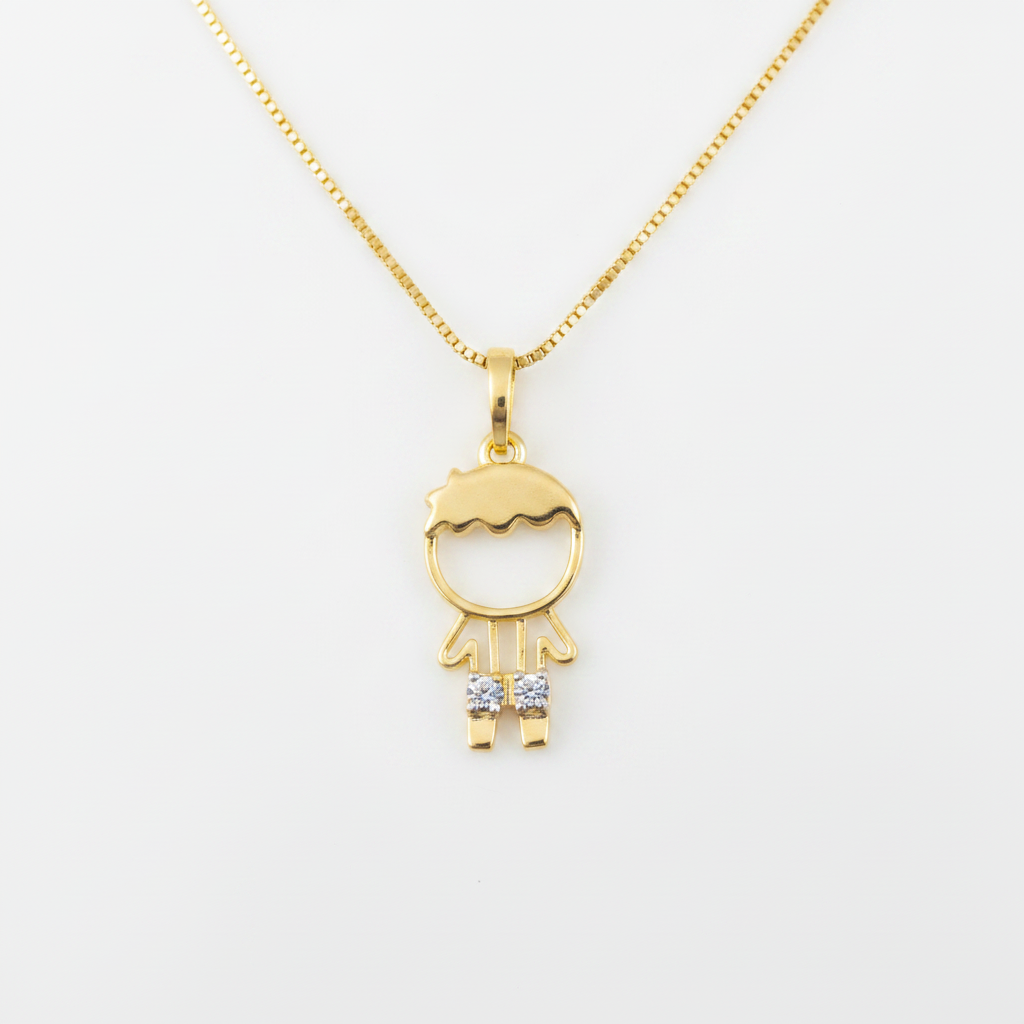 Close-up Little Boy Pendant – Zirconia 18K Gold
