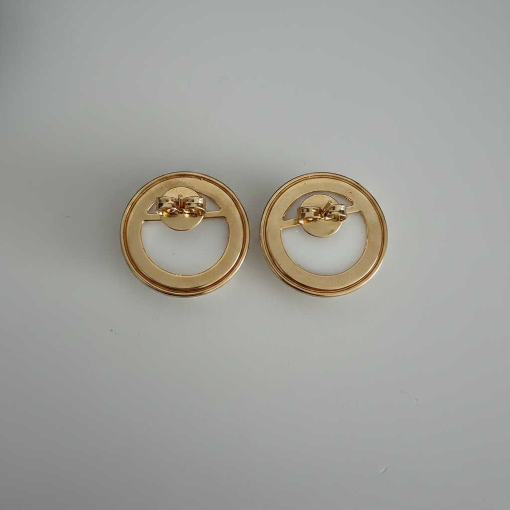 Round Dolomite Earrings - back view with butterfly clasp