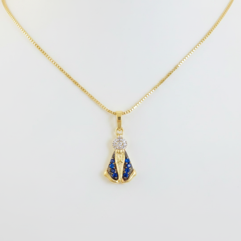 Front view of Our Lady of Aparecida pendant – 18K Gold Plated