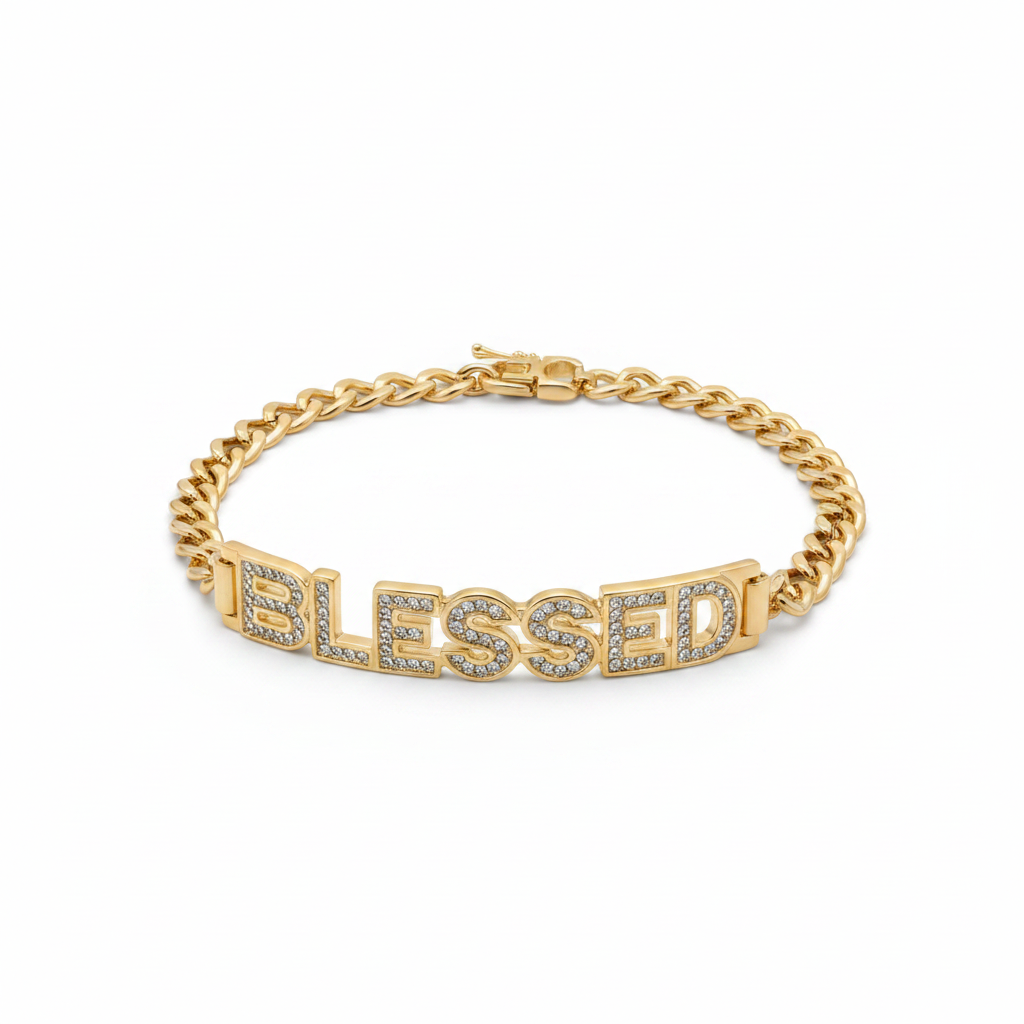 BLESSED Gold Bracelet - fundo branco