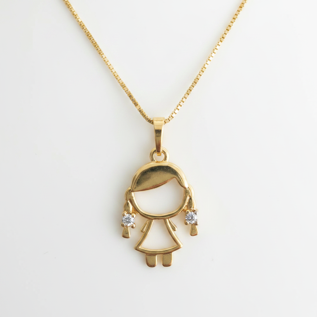 Close-up Little Girl Pendant – Zirconia 18K Gold