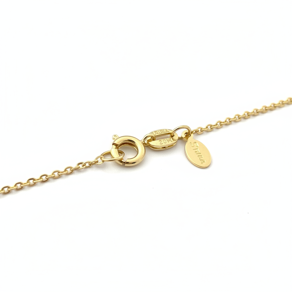 Detalhe do fecho dourado - fundo branco