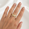 Gold Wide Band Ring with White Zirconia Pavé - model