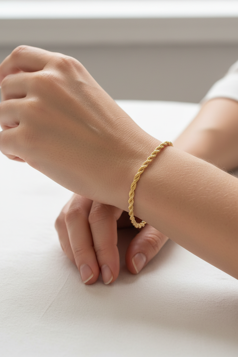 Pulseira Corda Dourada em Modelo